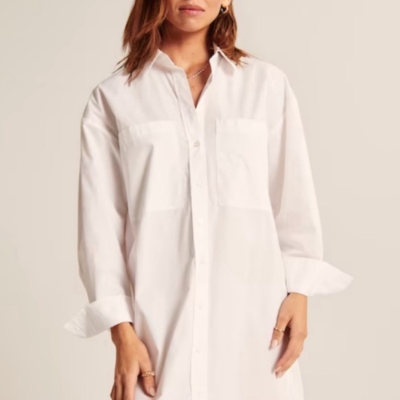 NWT Abercrombie White Oversized Shirt / Boyfriend Button Down - Picture 1 of 7